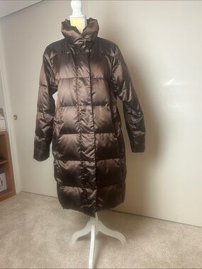 Lands End Women’s Long Puffer Coat - Brown